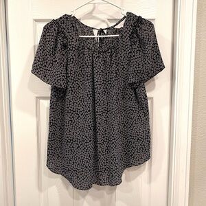 LC Lauren Conrad Black Floral Blouse